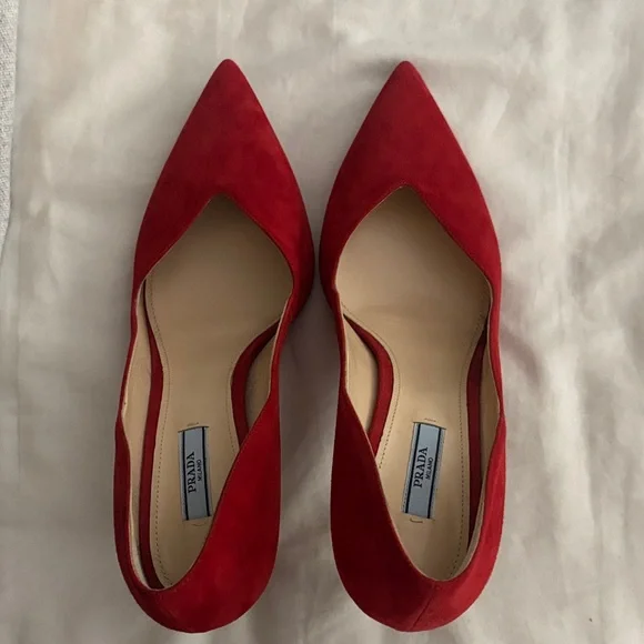 Prada Scarlet Suede Heels - Picture 4 of 7